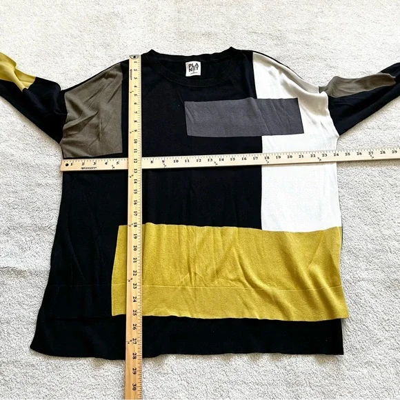 PLANET BY LAUREN G PIMA COTTON/MODAL SWEATER ONE SIZE MODERN CHIC COLOR BLOCK - Picture 6 of 7